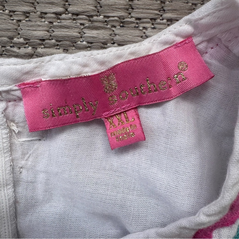 Simply Southern NWT Women’s Embroidered Turtle Floral White Cotton Dress Sz XXL - Picture 4 of 9